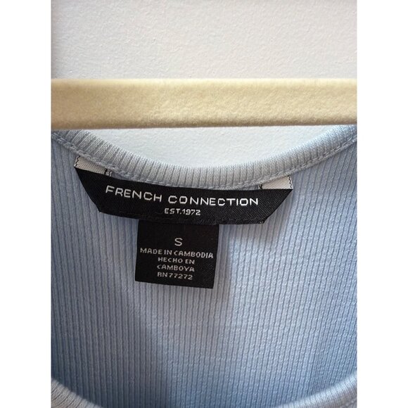 French Connection Womens Light Blue Ribbed Tank Top With Tie Straps Size Small - Picture 3 of 5